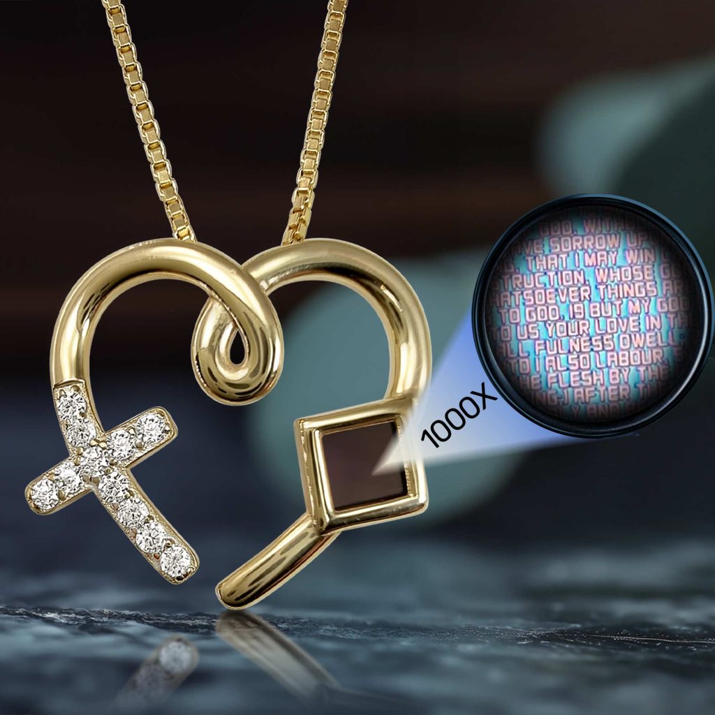 First Christmas Gift for Wife Heart Pendant Necklace with New Testament Inside My Nano Jewelry